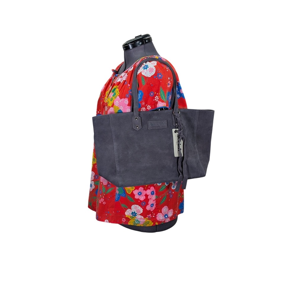 M.I.L.A. Made in Los Angeles Grey Suede Leather‎ Tote Bag Shoulder Bag NWT